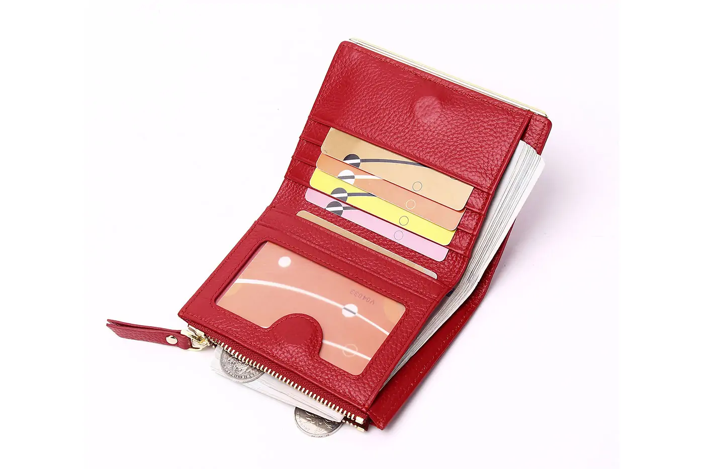 Baliya custom LOGO Women's Leather Billfold Zip Wallet