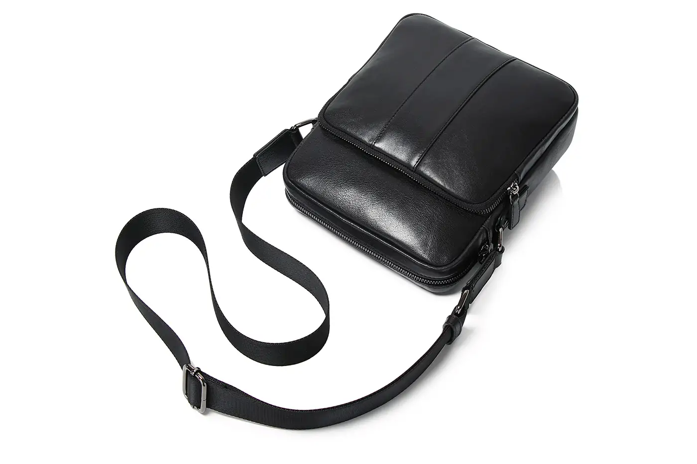 Baliya Black Leather Crossbody Bag - Leather Laptop Satchel