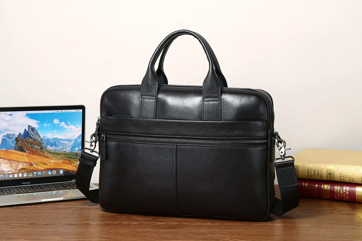 Men's briefcase Large capacity waterproof laptop bag High quality leather men's handbag