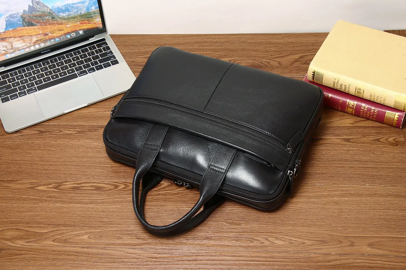 Men's briefcase Large capacity waterproof laptop bag High quality leather men's handbag