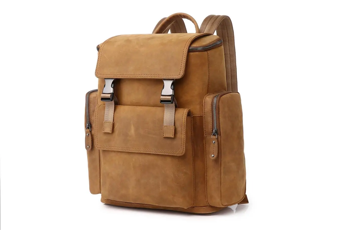 Baliya custom LOGO Brown Leather Backpack - Mens Leather Backpack