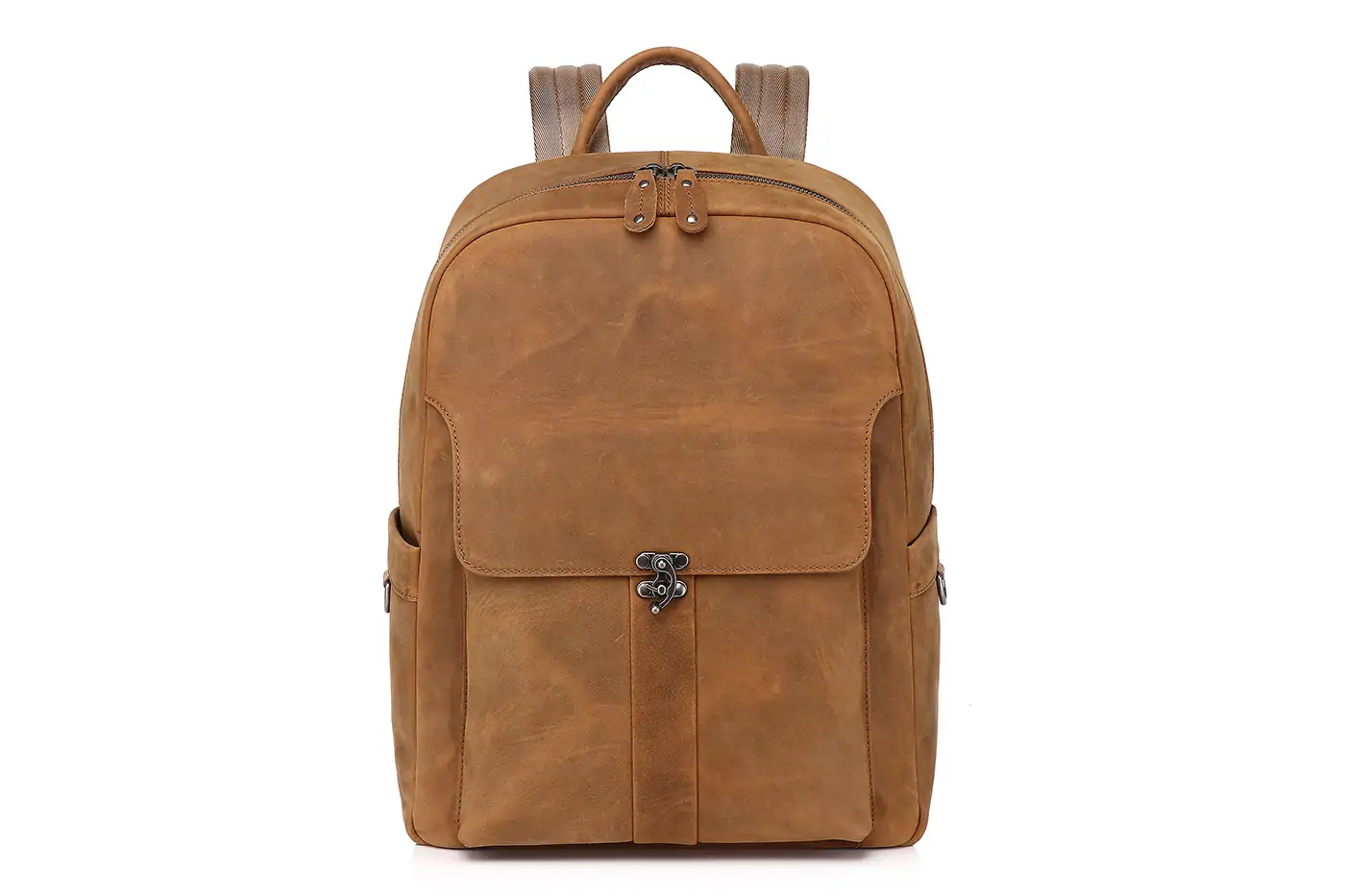 Custom LOGO Vintage Pure Cowhide Laptop Back Pack Bag With USB Charging Port Men Full Grain Genuine Cow Real Leather Backpack  G-78003