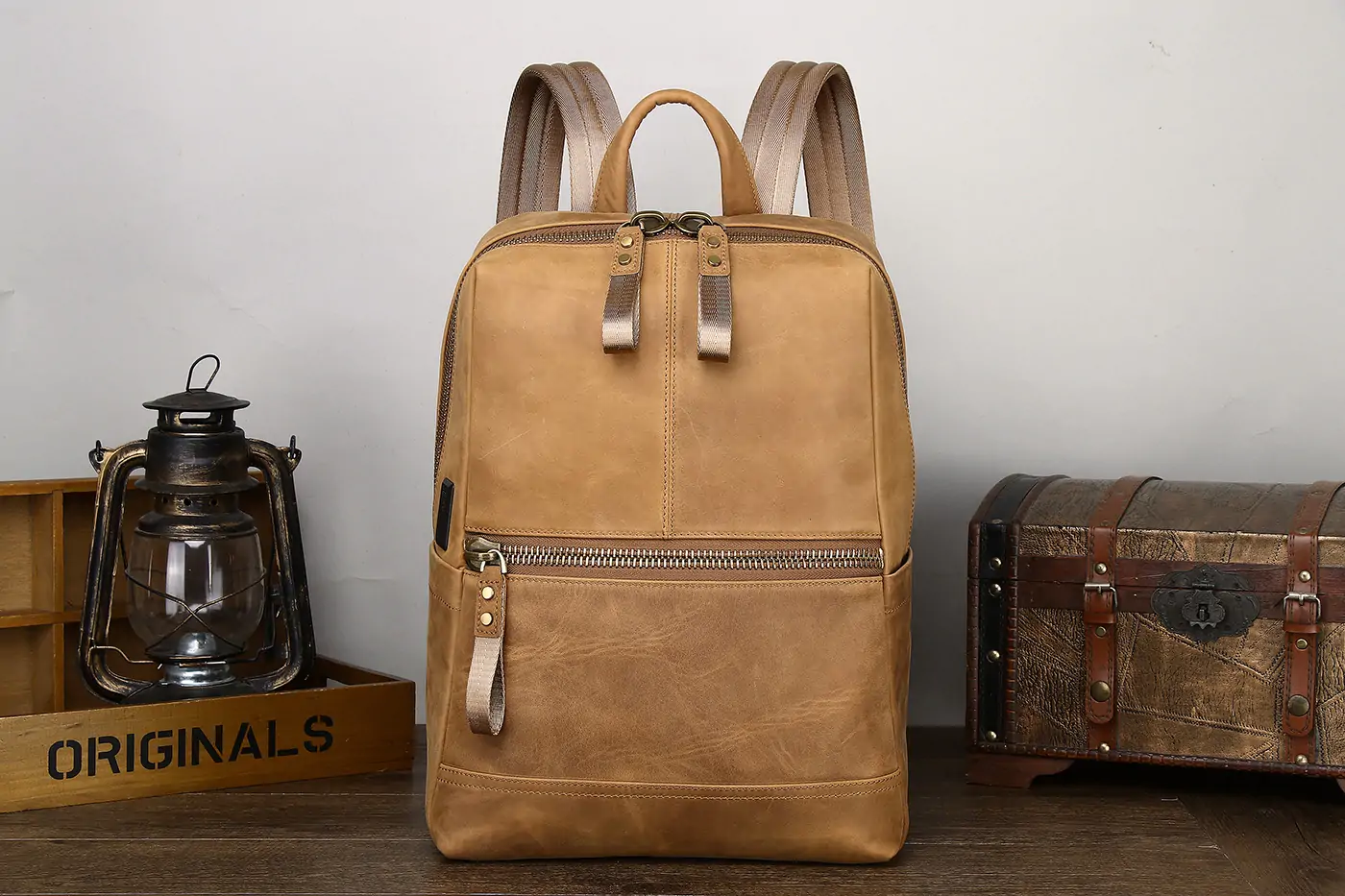 Baliya custom LOGO Leather Laptop Backpack - Men Leather Backpack