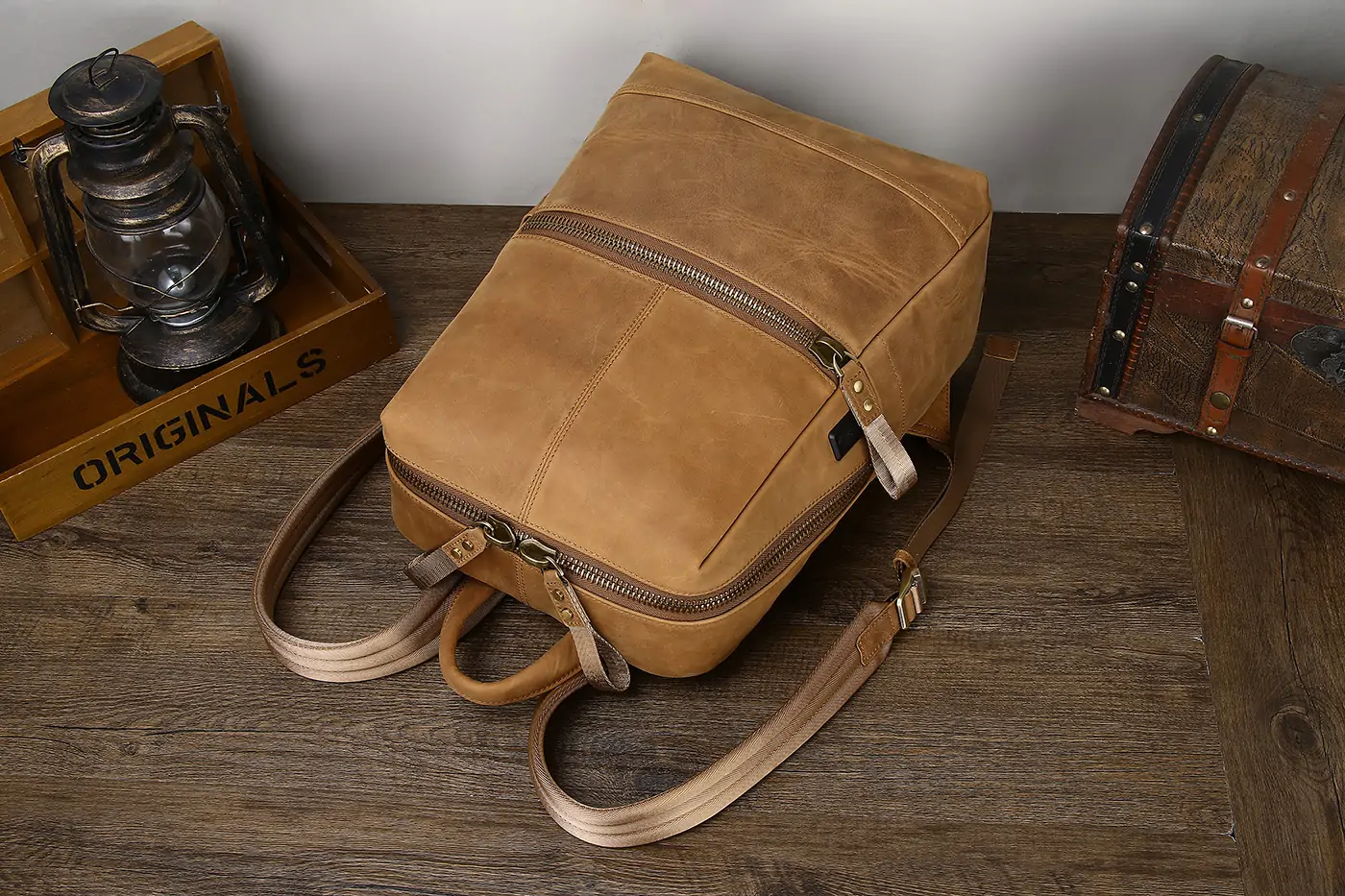 Baliya custom LOGO Leather Laptop Backpack - Men Leather Backpack