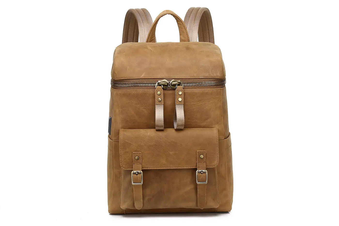 Baliya custom LOGO Soft Leather Rucksack - Leather Backpack Brown