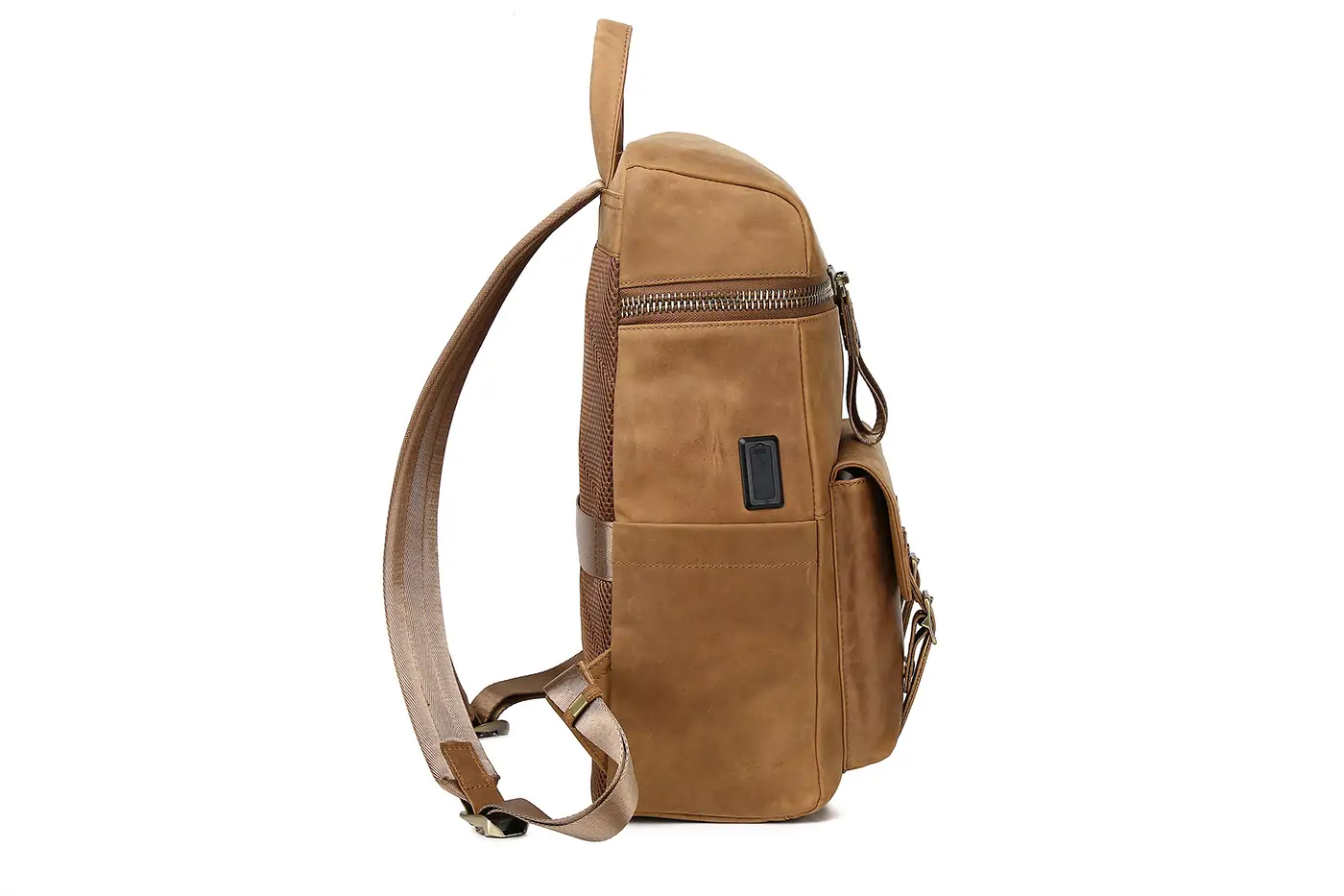 Baliya custom LOGO Soft Leather Rucksack - Leather Backpack Brown